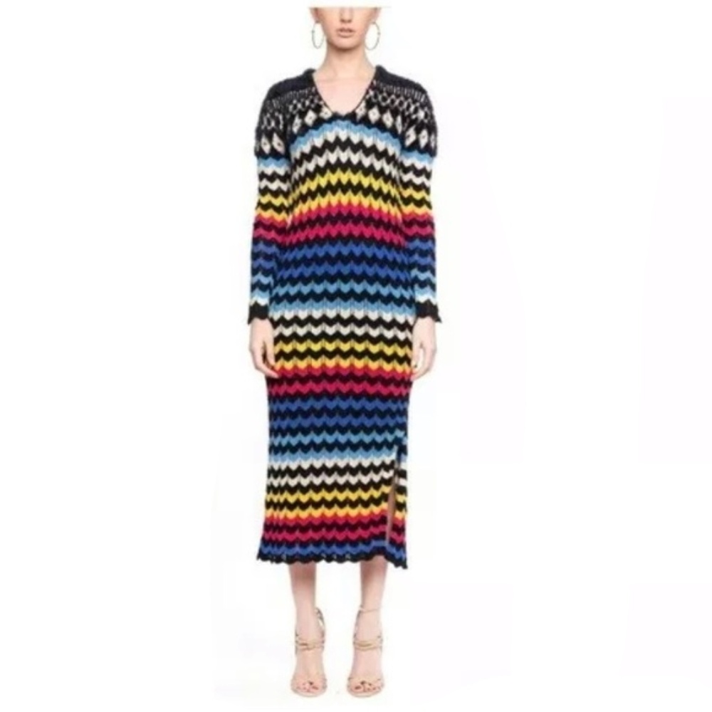 Anthropologie Farm Rio rainbow midi striped dress - Picture 2 of 6